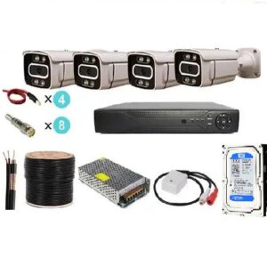 پکیج ۴ عددی دوربین کیس فلزی ضدآب و دید در شب رنگی مناسب اماکن مسکونی و تجاری با ۱۲ ماه گارانتی